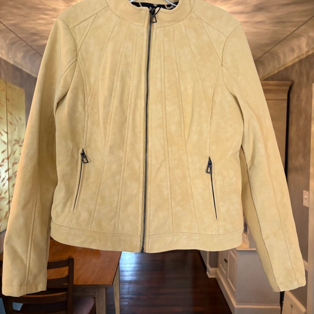 NWT Desigual Faux Leather Mustard Moto Jacket. Size XL - Picture 4 of 14